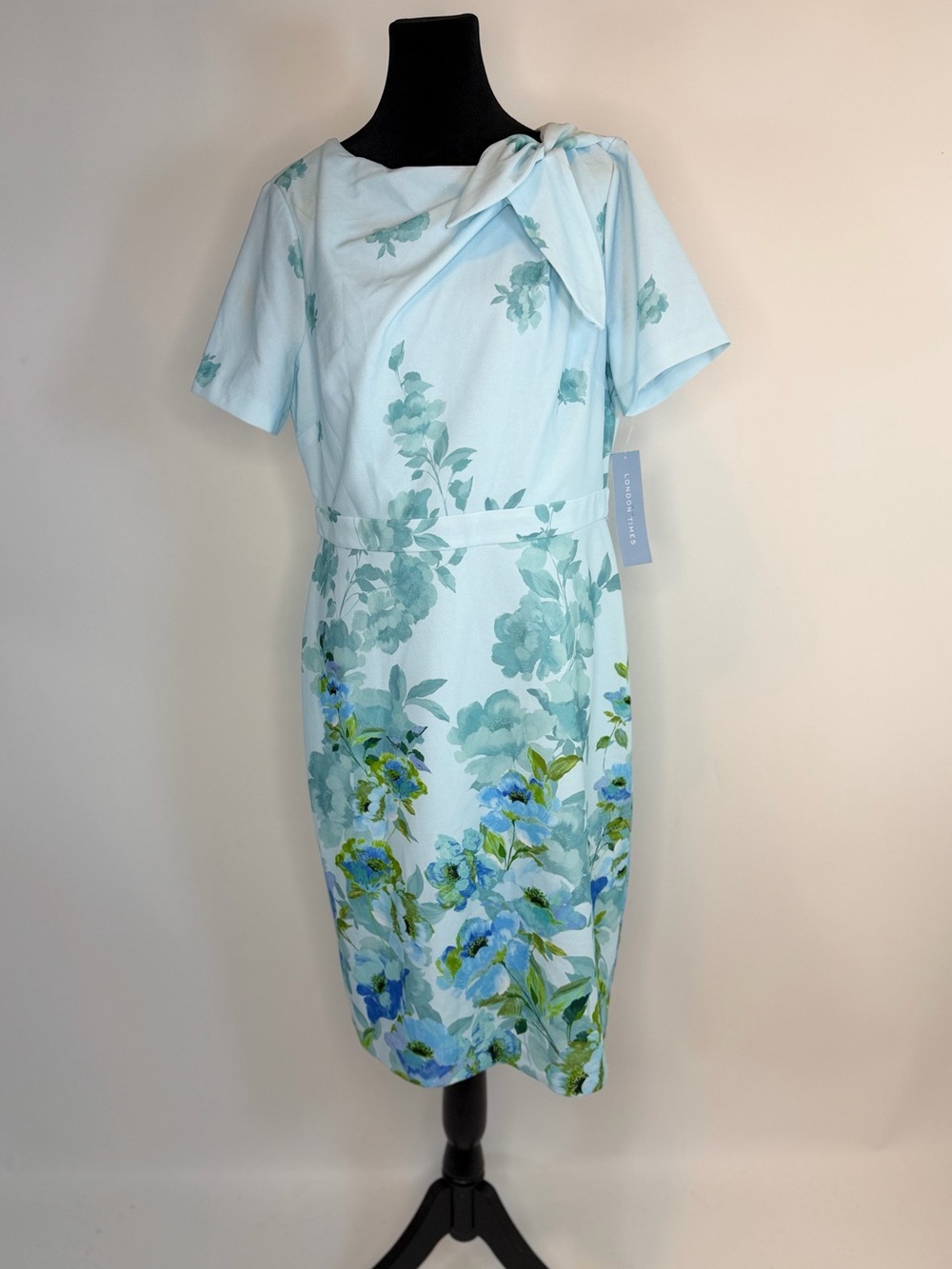 London Times Womens Side Tie Sheath Dress